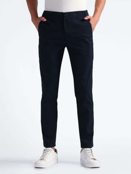 Flying Machine - Slash Slim Straight Solid Trousers-Blue