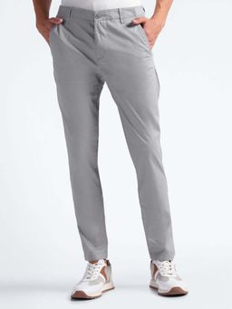 Flying Machine - Slash Slim Straight Solid Trousers-Grey