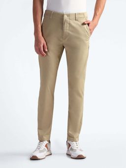 Flying Machine - Slash Slim Straight Solid Trousers-Beige