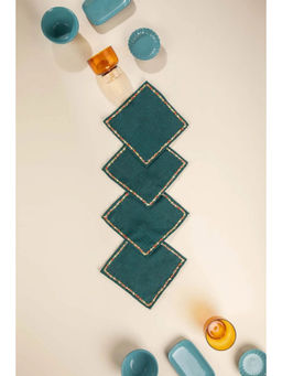 Freedom Tree - Garden Patch Cotton Teal Green Cocktail Napkin