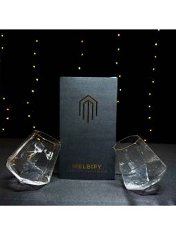 Melbify - Prism Shaped Whiskey Glasses with Gold Rim Gift Set (320ml)