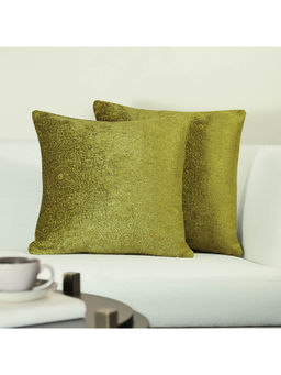 GM - Paisley Green Color Jacquard 2 Pieces Cushion Covers
