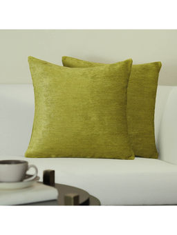 GM - Herringbone Green Color Jacquard 2 Pieces Cushion Covers