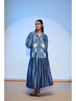 nona - Grey Lehr Embroidered Shirt