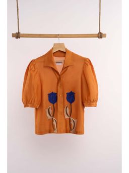 nona - Orange Lehr Embroidered Shirt