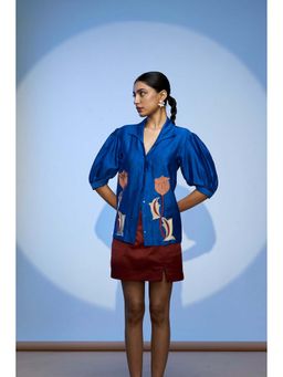 nona - Blue Lehr Embroidered Shirt