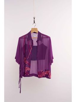 nona - Purple Lehr Two Piece Shirt with Bustier