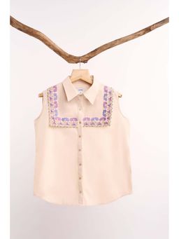 nona - Beige Lehr Yoke Shirt