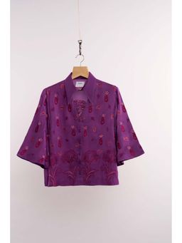 nona - Purple Lehr Collar Neck Shirt