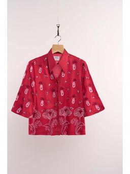 nona - Red Lehr Collar Neck Shirt