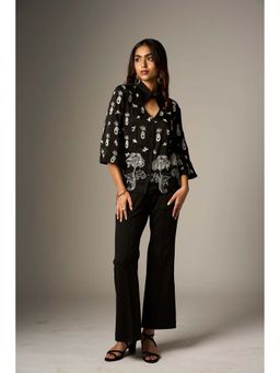 nona - Black Lehr Collar Neck Shirt