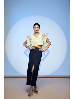 nona - Yellow Lehr Structured Crop Top