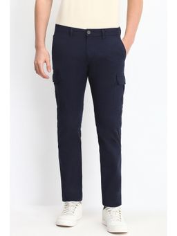Allen Solly - Men Navy Blue Slim Fit Solid Casual Trouser