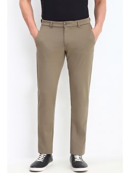 Allen Solly - Men Khaki Slim Fit Textured Casual Trouser