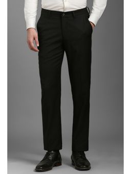 Louis Philippe - Men Black Slim Fit Textured Flat Front Formal Trouser