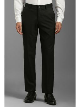 Louis Philippe - Men Black Slim Fit Solid Flat Front Formal Trouser
