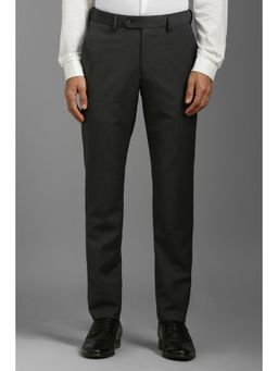 Louis Philippe - Men Grey Slim Fit Textured Flat Front Formal Trouser