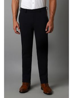 Louis Philippe - Men Black Slim Fit Solid Flat Front Formal Trouser