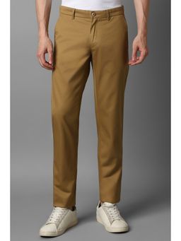 Louis Philippe - Men Khaki Slim Fit Solid Flat Front Casual Trouser