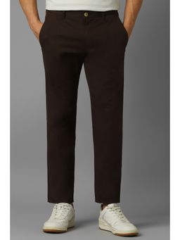 Louis Philippe - Men Brown Slim Fit Textured Flat Front Casual Trouser