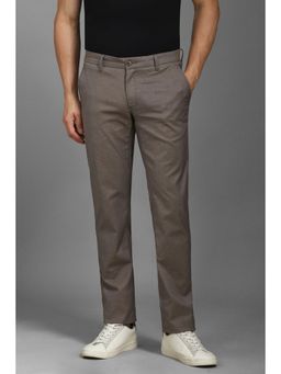 Louis Philippe - Men Brown Slim Fit Textured Flat Front Casual Trouser