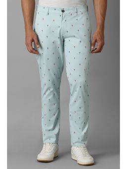 Louis Philippe - Men Blue Slim Fit Print Flat Front Casual Trouser