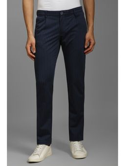 Louis Philippe - Men Navy Blue Slim Fit Stripes Casual Trouser