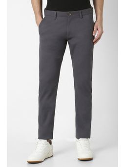 Peter England - Men Grey Solid Slim Fit Casual Trouser