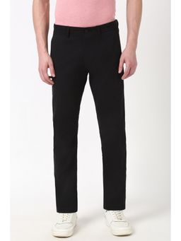 Peter England - Men Black Solid Slim Fit Trouser