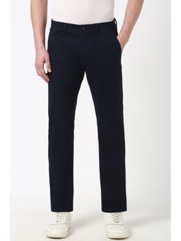 Peter England - Men Navy Blue Solid Slim Fit Trouser