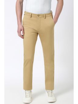 Peter England - Men Khaki Solid Slim Fit Trouser