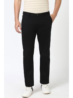 Peter England - Men Black Solid Slim Fit Casual Trouser