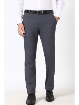 Peter England - Men Grey Textured Slim Fit Trouser