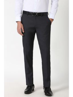 Peter England - Men Grey Textured Slim Fit Trouser