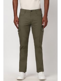 Peter England - Men Olive Solid Regular Fit Trouser