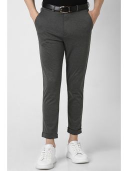 Van Heusen - Men Grey Textured Slim Fit Trouser