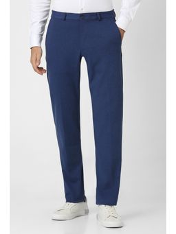 Van Heusen - Men Navy Blue Textured Slim Fit Trouser