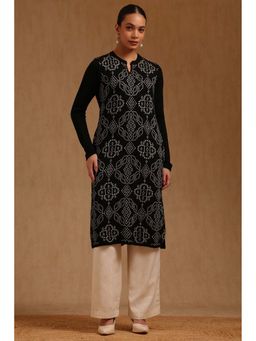 Soch - Black Acrylic Ethnic Motifs Winter Kurta
