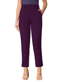 Odette - Violet Polyester Solid Trouser For Women