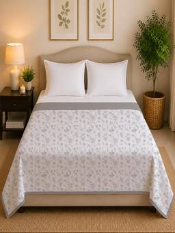 Linen Home - Reversible Dohar Double Size Floral Grey