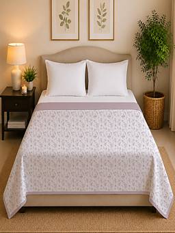 Linen Home - Reversible Dohar Double Size Floral Mauve