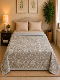 Linen Home - Reversible Dohar Double Size Damask Grey