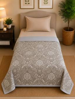 Linen Home - Reversible Dohar Single Size Damask Grey