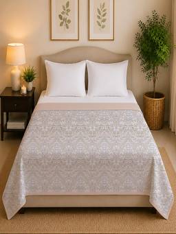 Linen Home - Reversible Dohar Double Size Damask Pink and Brushed Rose