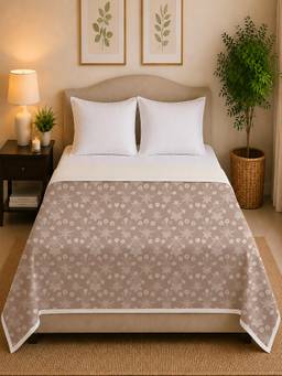 Linen Home - Reversible Dohar Double Size Light Brown and Ivory