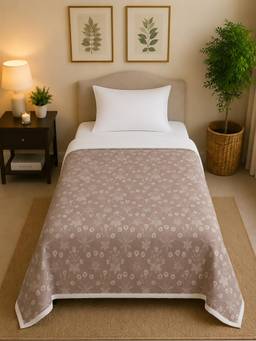 Linen Home - Reversible Dohar Single Size Light Brown and Ivory