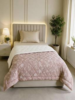 Linen Home - Cotton Reversible Ac Blanket Single Size Light Brown and Ivory