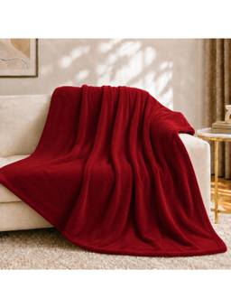 Cortina - Maroon 3D Solid Fur Soft Warm Double Size Blanket
