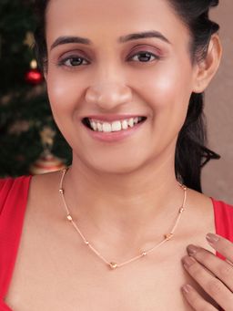 ToniQ - Women Golden Heart and Bead Design Necklace