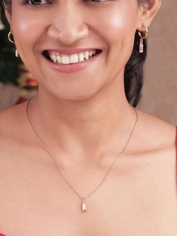 ToniQ - Women Gold Plated Baguette Stone Necklace Set